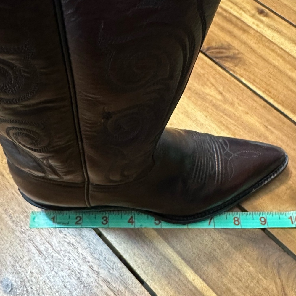 Tony Lama Dark Brown Embroidered Leather Cowboy Boots Size 5 - Picture 8 of 8